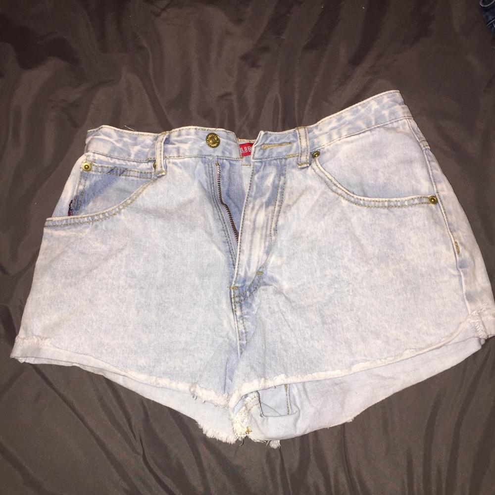 Light wash denim shorts